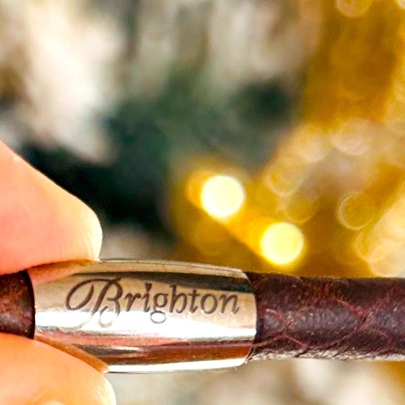 BRIGHTON BROWN BRAIDED LEATHER AND STERLING SILVER CHOKER/necklace to afix charm - Picture 1 of 5